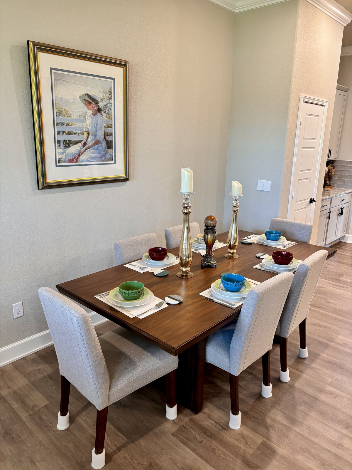 Dining area set for a shared meal